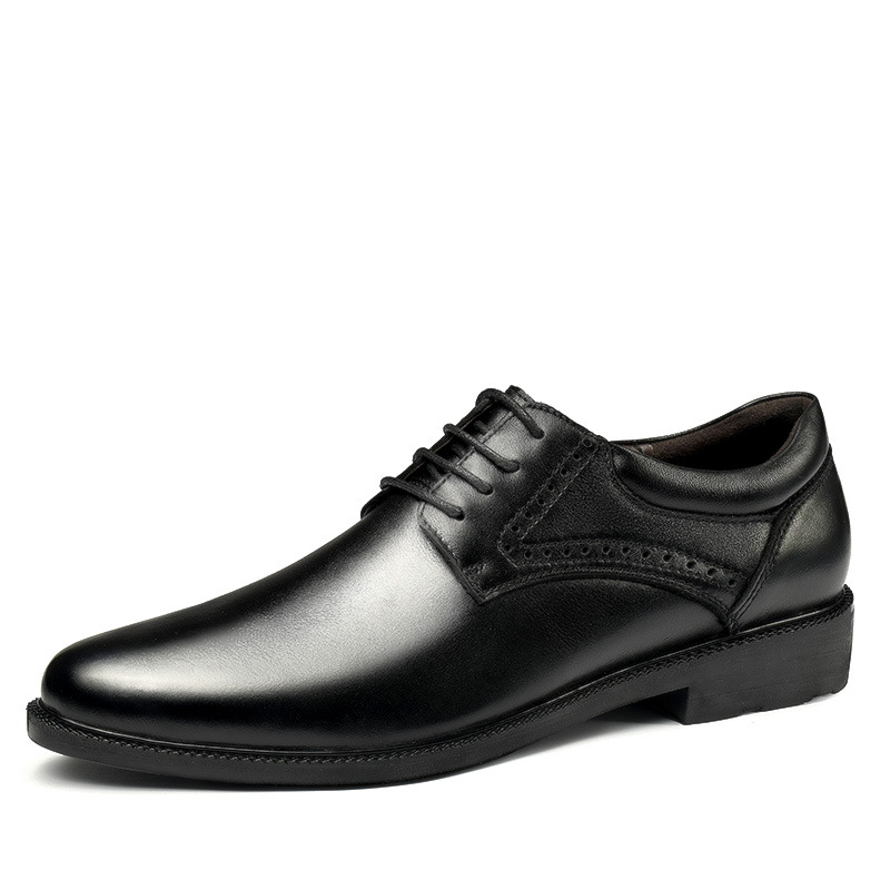 Chaussures habillées décontractées pour hommes, doublure polaire rehaussante, bout rond et ouverture peu profonde._voghion.com