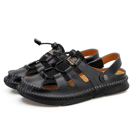 2024 cross-border new summer handmade stitching men's slip-on closed toe casual fashion trendy sandals plus size trendy shoes