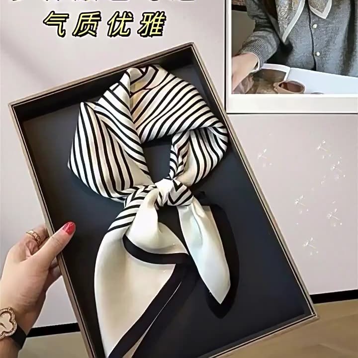 봄과 가을 새로운 스카프 여자 한국식 올매치 세련된 우아한 어머니 스카프 작은 광장 스카프 스카프 헤어 벨트 여성을위한 넥타이 가방