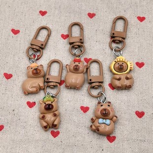 Cartoon cute kapibala keychain couple schoolbag pendant small gift net red pendant accessories wholesale