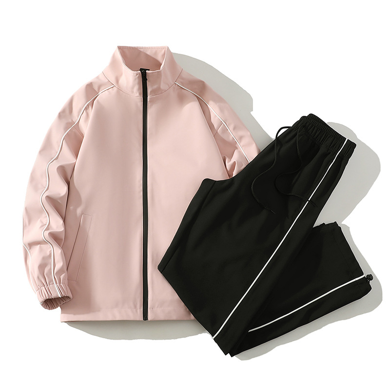 Primavera y otoño juego deportivo casual hombre chaqueta de cuello al aire libre pantalón recto hombre personalizado dos piezas de ropa deportiva transfronteriza