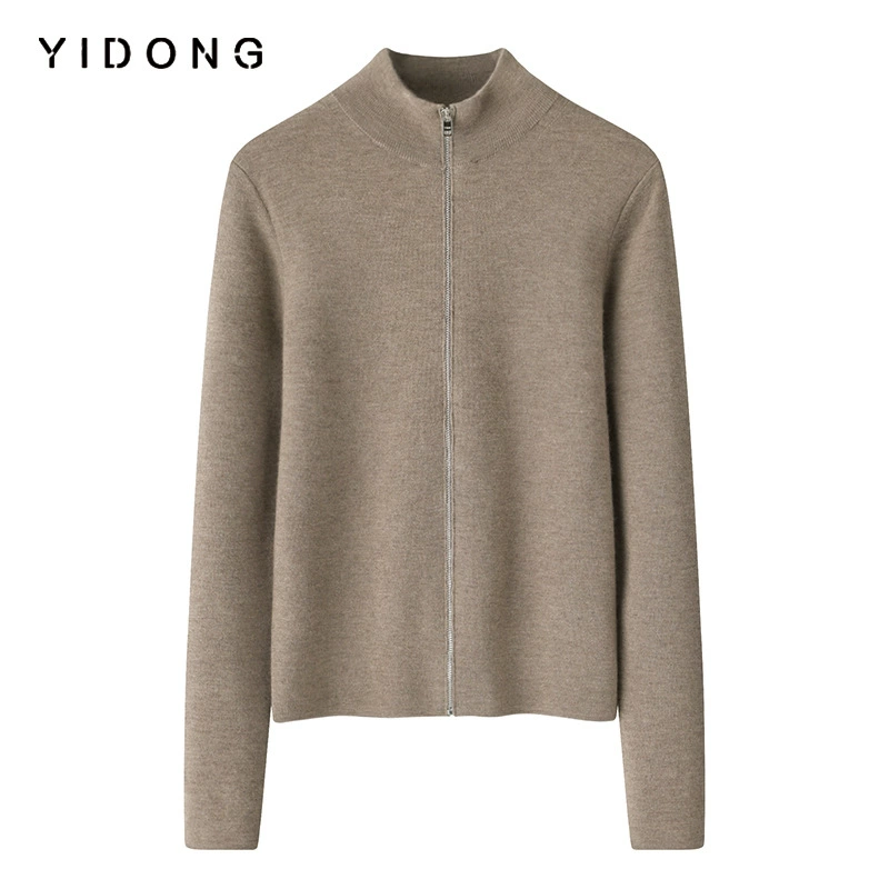 Куртка на молнии, кашемировая бархатная кардиган, увеличение толщины, slim fit, крой, высокий воротник