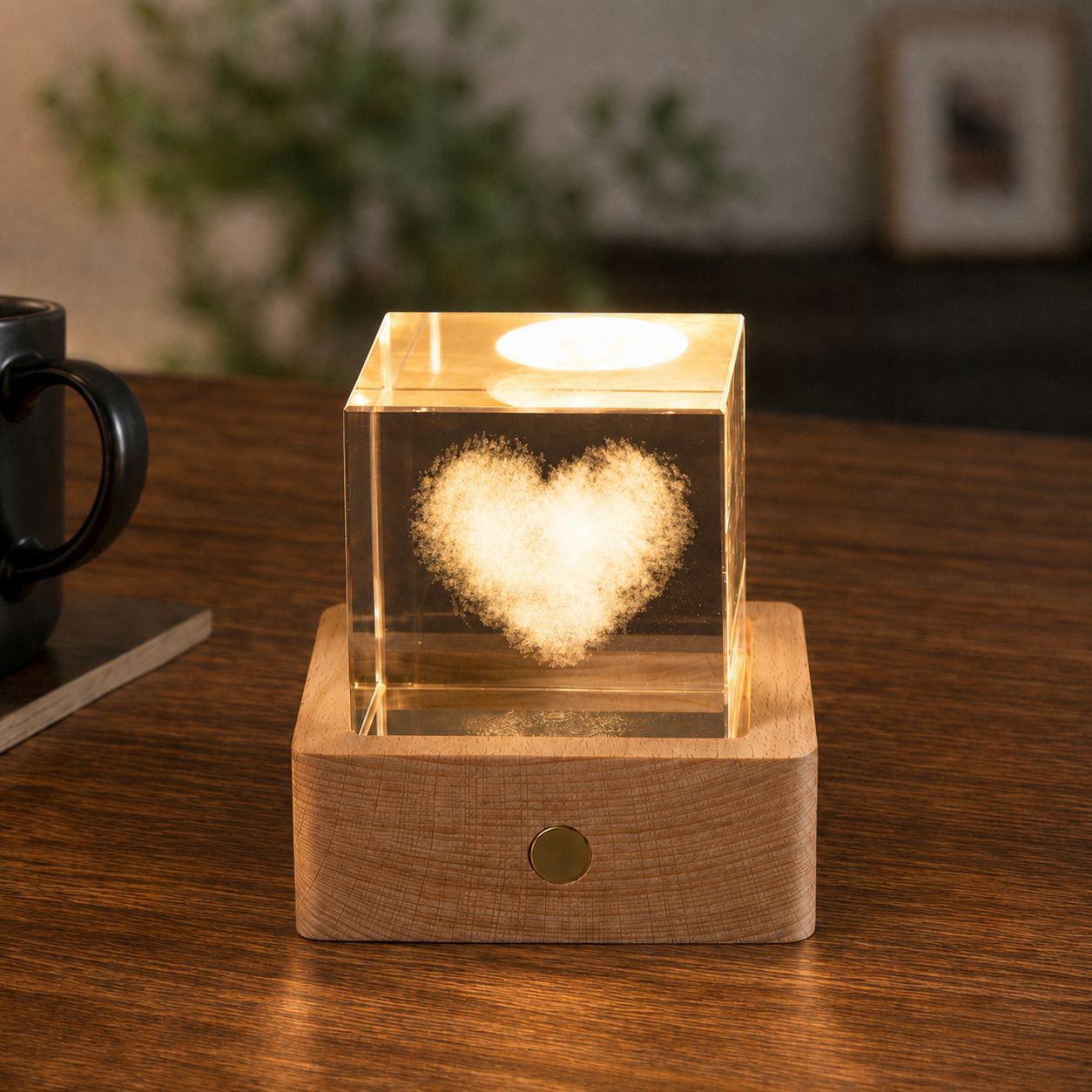 Lámpara de Noche de Cristal con Forma de Nube, Cubo Pequeño de Cristal, Adorno Creativo para Escritorio, Lámpara de Noche, Árbol de Cristal, Regalo para Niña, Transfronterizo