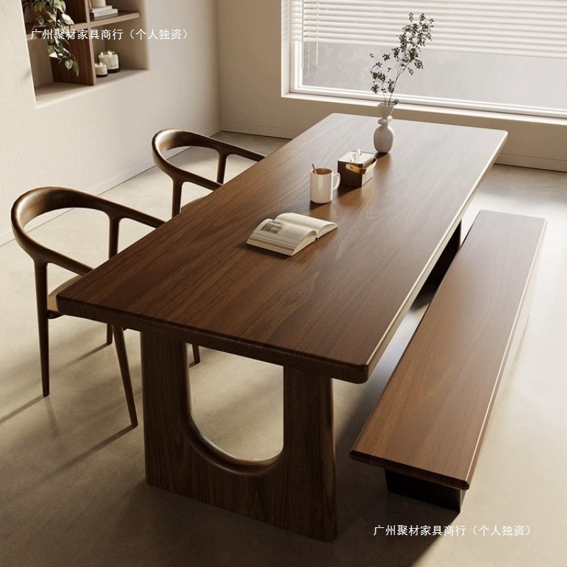 Nordic Style Solid Wood Dining Table Workbench Simple Light Luxury Office Desk Canteen Full Set Dining Table Solid Wood Ash Wood Long Table