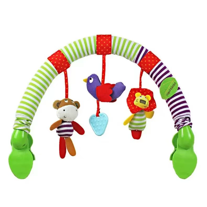 Stroller Mobile Rainbow Music Toy, Multi-Color Animal Hanging Toys with Clips, 0.25 kg