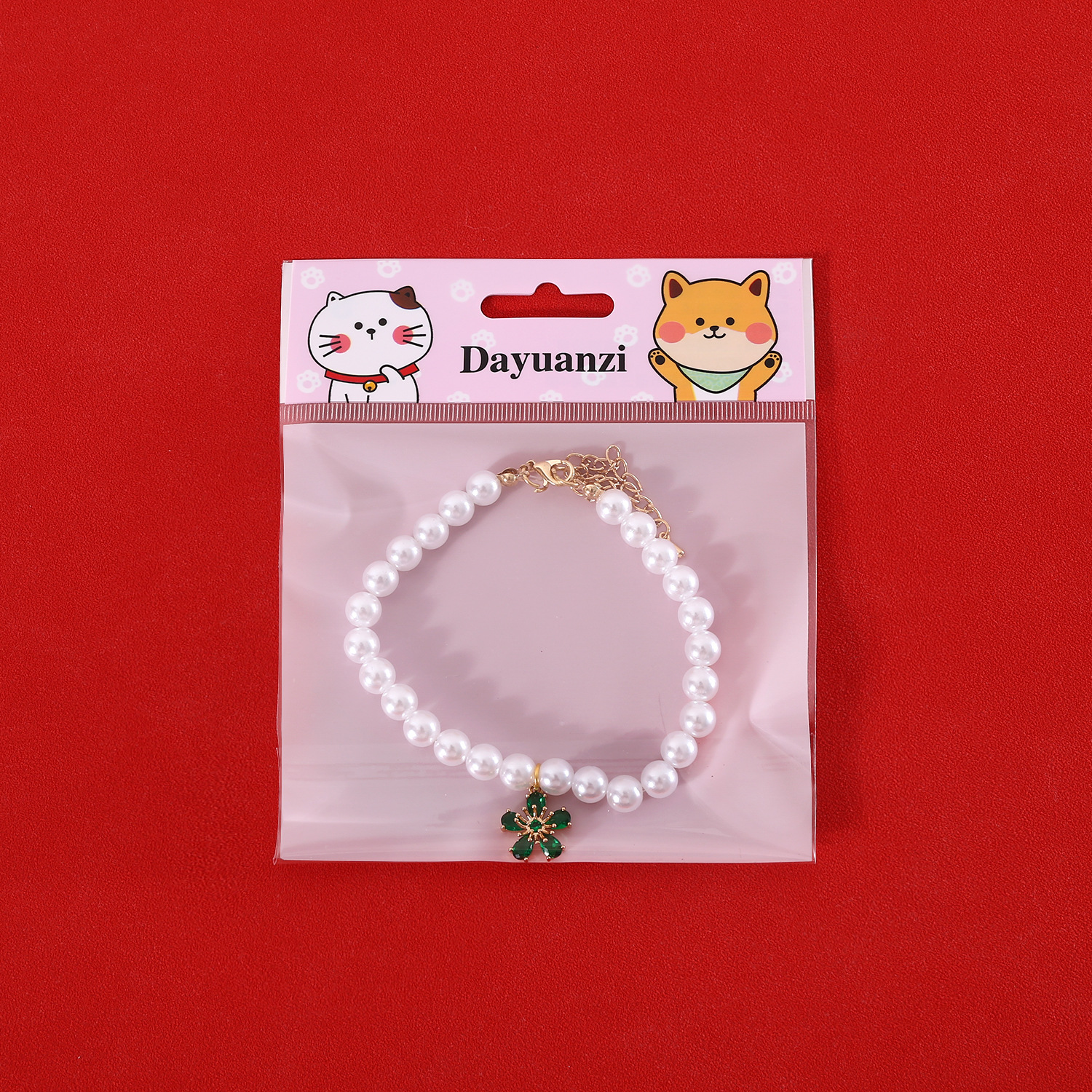 Perla colgante flor de zircon collar de perla gato que oso cumpleaños perla collar de margarita collar boda