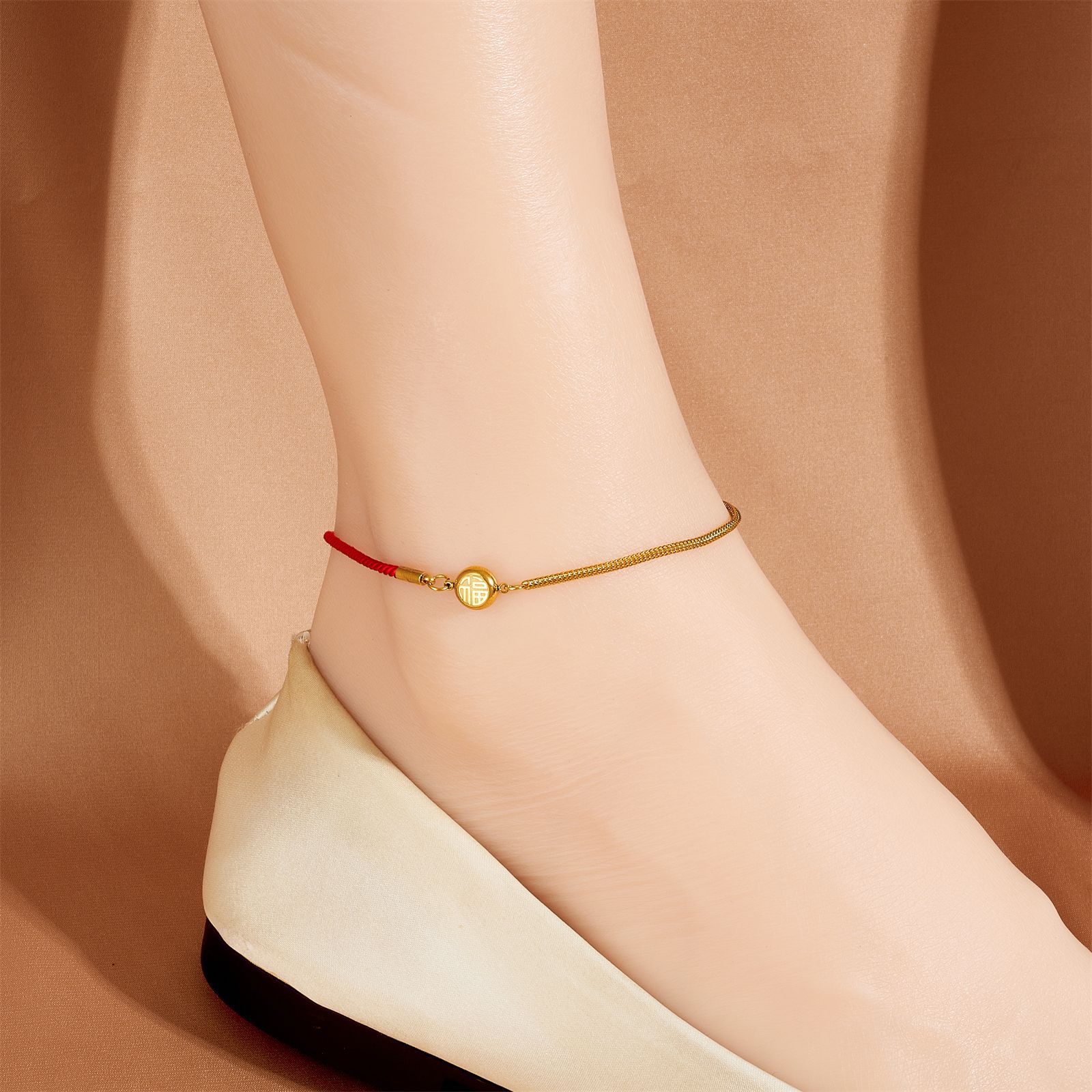 Nueva pulsera de acero de titanio Fu marca pulsera de cordón rojo mujer ligera diseño de nicho de lujo tejido exquisito simple accesorios versátiles moda