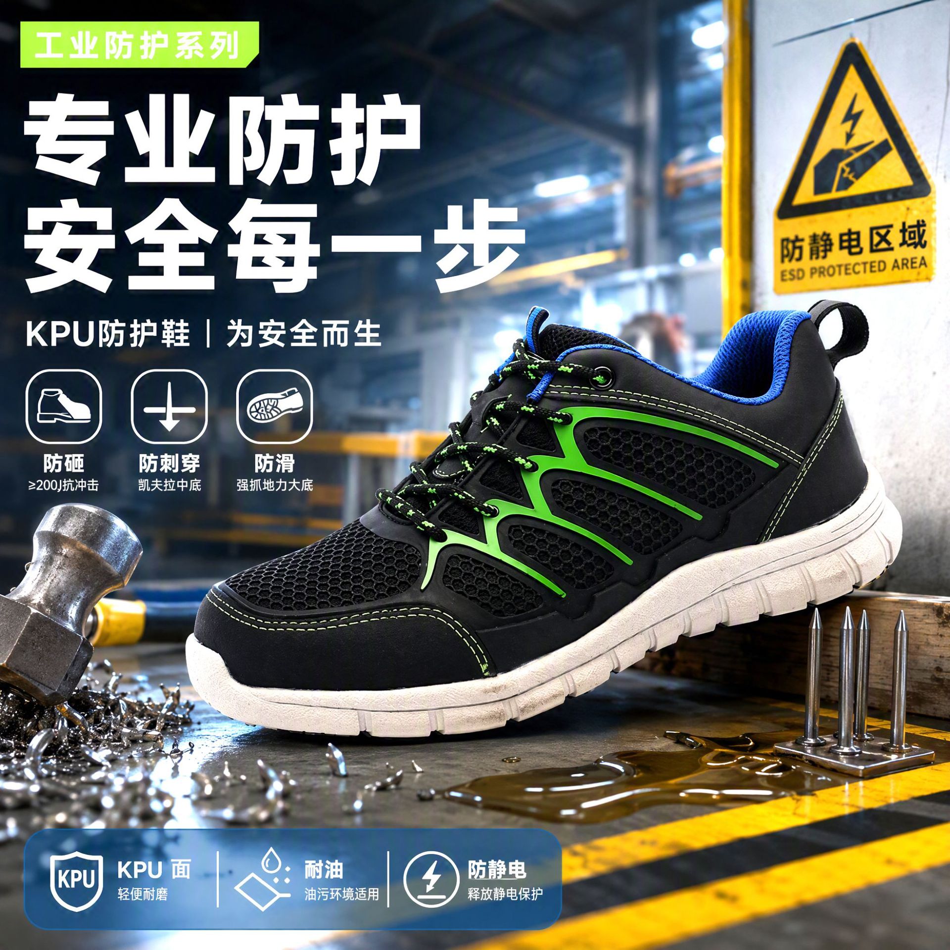 飞织劳保鞋防砸防刺穿钢包头安全鞋绝缘鞋男款牛皮防滑耐磨工地鞋|ru