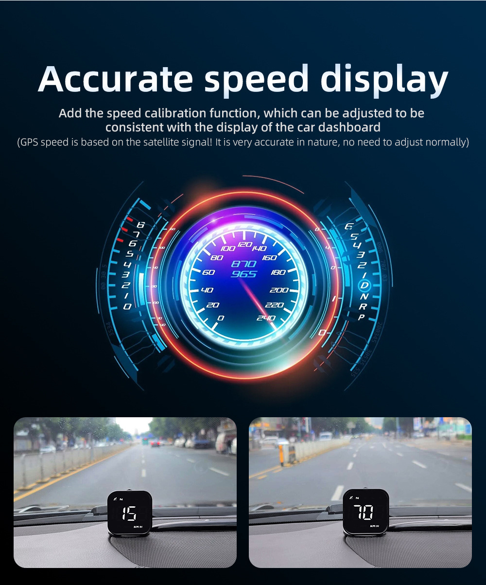 Cross-border car HUD head-up display, universal for cars, GPS speed and mileage display, high-definition compass, over-speed alarm