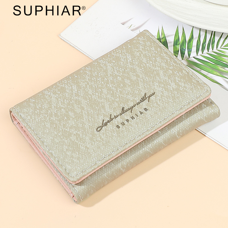 Bolso para tarjetas de franela de estilo caliente del sudeste asiático Monedero de tres pliegues de sentido premium Monedero de mujer multifuncional de gran capacidad