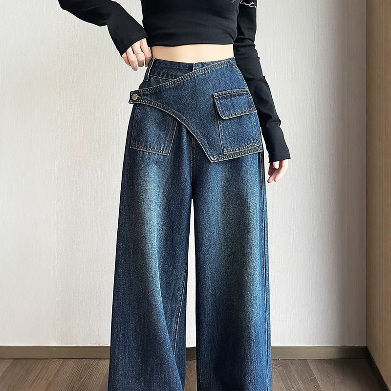 American Retro Fashion Design Loose Jeans for Women 2026 Summer New Super Popular Slimming Straight Wide-Leg Pants