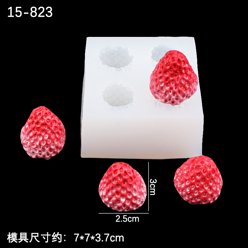 Molde de silicona de fresa tridimensional Molde de yeso
