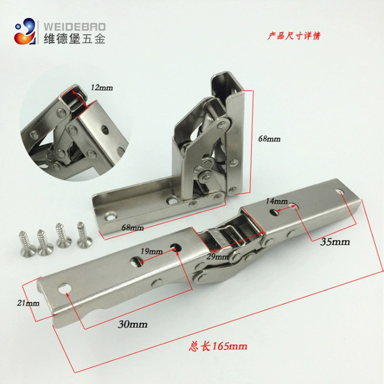 WEIDEBAO Groove-Free 90-Degree Stainless Steel Long-Strip Hinge for Cabinet Doors/Countertops, Easy DIY Install