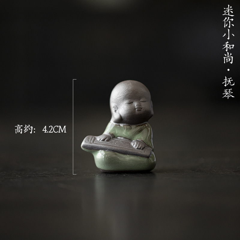 Moji Ge kilno arena púrpura pequeño monje té accesorios de cerámica zen decoración pequeña decoración del hogar