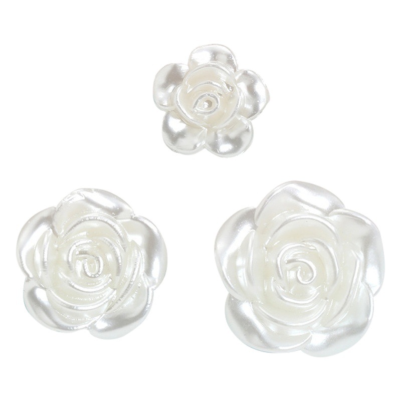 Resalte ABS perla de imitación con agujero beige camelia horquilla joyería accesorios para el cabello perlas de bricolaje al por mayor accesorios Yake