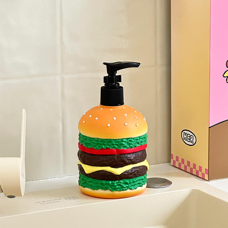 Cartoon Burger Soap Bottle Hand Sanitizer Refill Bottle Creative Stylish Large Capacity Press Pump Bath Makeup Bottle