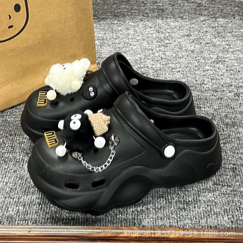 Women's Summer Outdoor Clogs with a Stepping-On-Clouds Feel, 2025 New Non-Slip Thickened Height-Increasing Beach Closed-Toe Slippers Wholesale