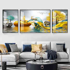 ✅客厅装饰画感壁画三联画现代简约大气墙画新款沙发背景墙挂