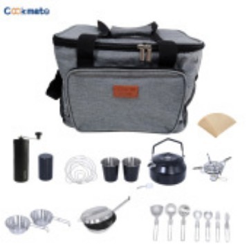Cocinas de camping set de cocinas de café al aire libre cocinas de cocinas hervidoras de agua hervidoras de café portátil paquete completo