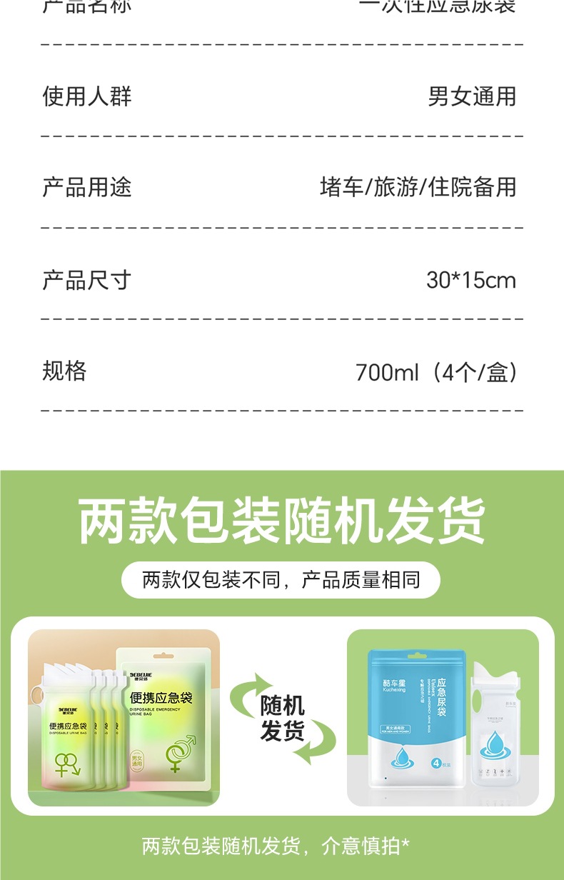 Emergency Urine Bag Portable Disposable Unisex Travel Car Urinal Toilet Urine Large Capacity Hospital Use