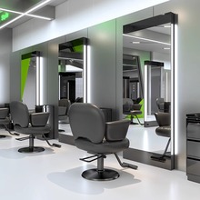 ✅新款理发店落地镜发廊不锈钢剪发镜子网红单面双面美发店镜