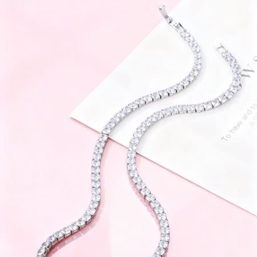 Full-diamond Zircon Necklace Elegant Electroplated Torque_voghion.com