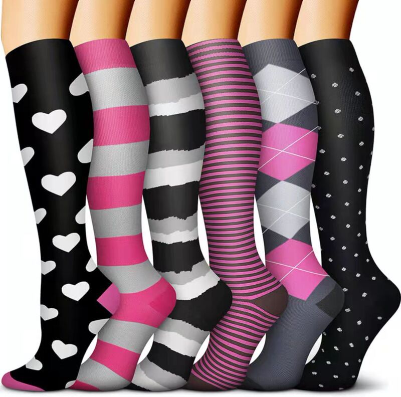 Cross-border delivery AliExpress hot sale pressure stockings men's and women's sports fitness socks fashion printed casual socks