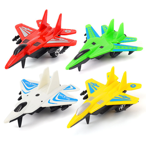 Factory wholesale children's plastic airplane toys boys military pull-back fighter model gift ornaments