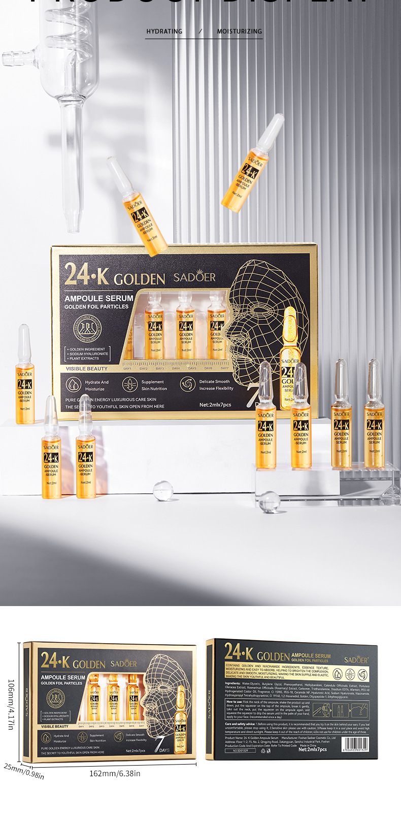 SADOER hyaluronic acid moisturizing ampoule essence cross-border export factory direct sales