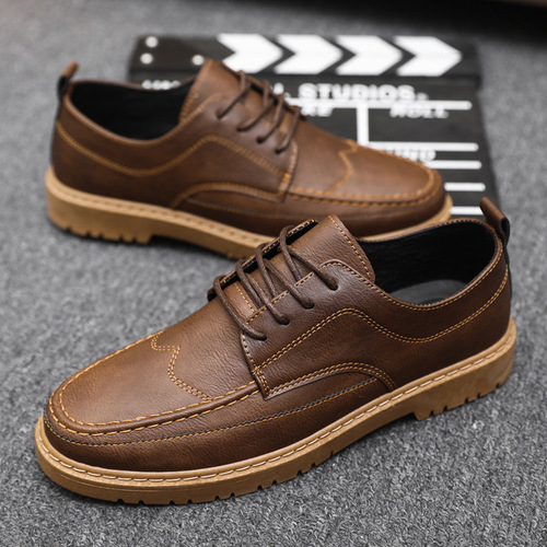 Men's Shoes Spring  New Business Men's Casual Leather Shoes Trendy Suits Summer Breathable Black Work Shoes