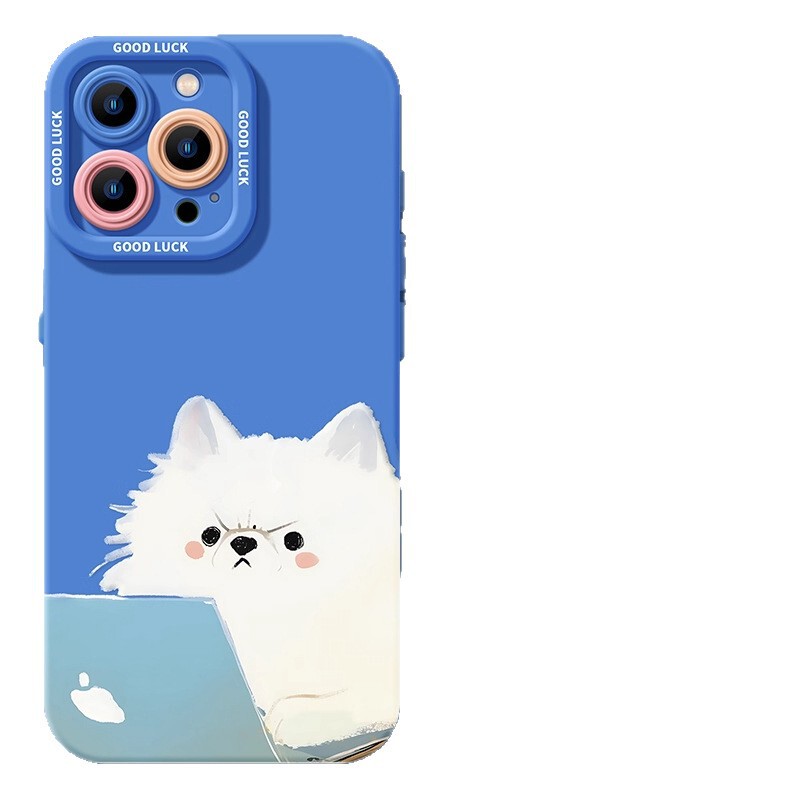 蓝色猫咪16promax手机壳苹果新款iPhone16女13高级12全包硅胶软壳|undefined