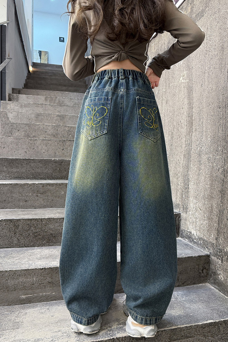 Spot 25008 Retro Pearl Jeans New Children's Miscellaneous European And American Jeans_voghion.com