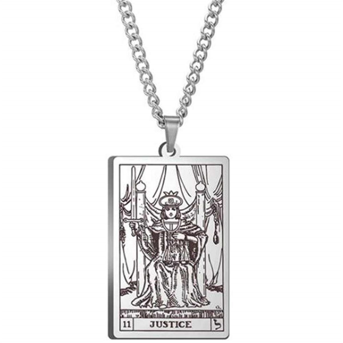 Collana con carte dei tarocchi, ciondolo rettangolare in acciaio al titanio, catena per maglioni, collana hip-hop_voghion.com