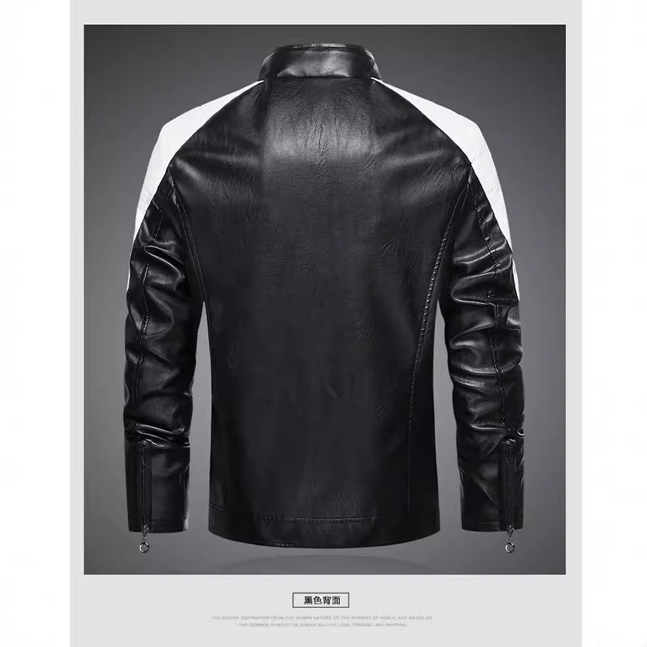 Comercio exterior spot nuevo 2024 primavera y otoño roca chaqueta de cuero hombre tendencia de cuello vertical chaqueta de cuero casuales pu chaqueta de cuero hombre