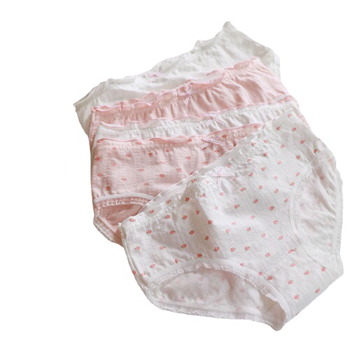Category A girls underwear women's pure cotton crotch crotch French small floral white jacquard low-waist briefs
