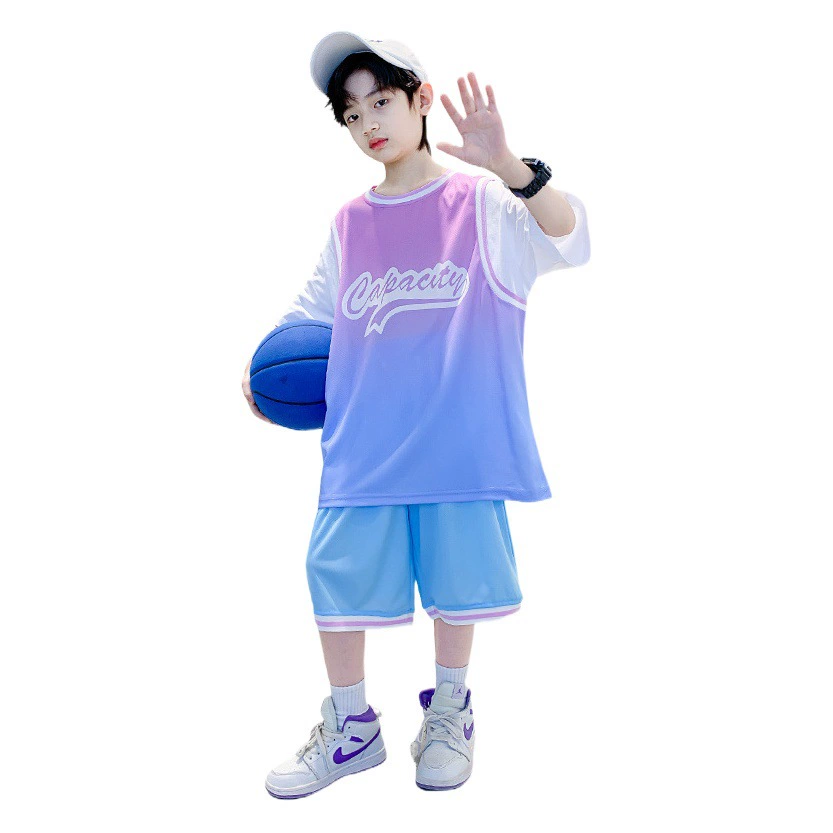 Летний костюм для мальчиков, трикотаж, красивый спортивный сетка