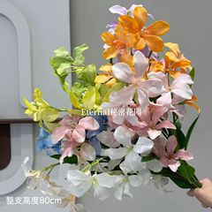 仿真花7头火焰兰高级感花材婚礼排花莫奈花园色系绢花风雨兰假花