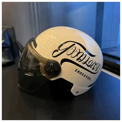 Motosiklet kaskı (dəbilqə): four-season half helmet, summer sun - khaki-goodluck-brown-long-mirror-one-size-fits-all
