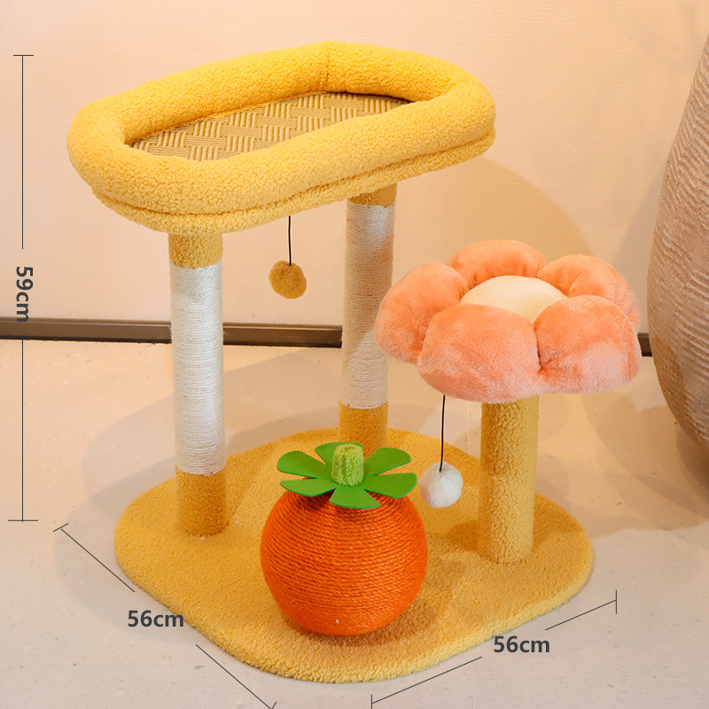 Árbol para Gatos Grande Transfronterizo Hecho de Sisal, Soporte para Gatos que Ahorra Espacio, Modelo de Exportación, Árbol para Gatos Integrado con Cama para Gatos, Suministros Populares para Mascotas.