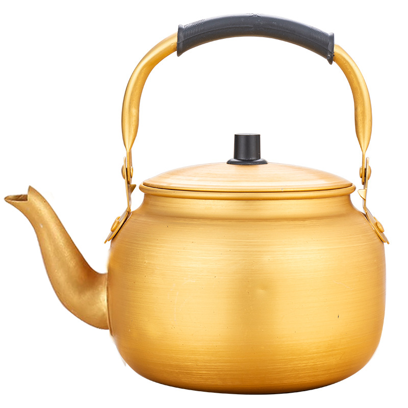 Hervidor de aluminio amarillo, hervidor de agua de aluminio, tetera de aluminio, hervidor de vino de arroz estilo coreano, calentador de vino, hervidor para estufa de gas, estufa de gas de aluminio, vino amarillo.