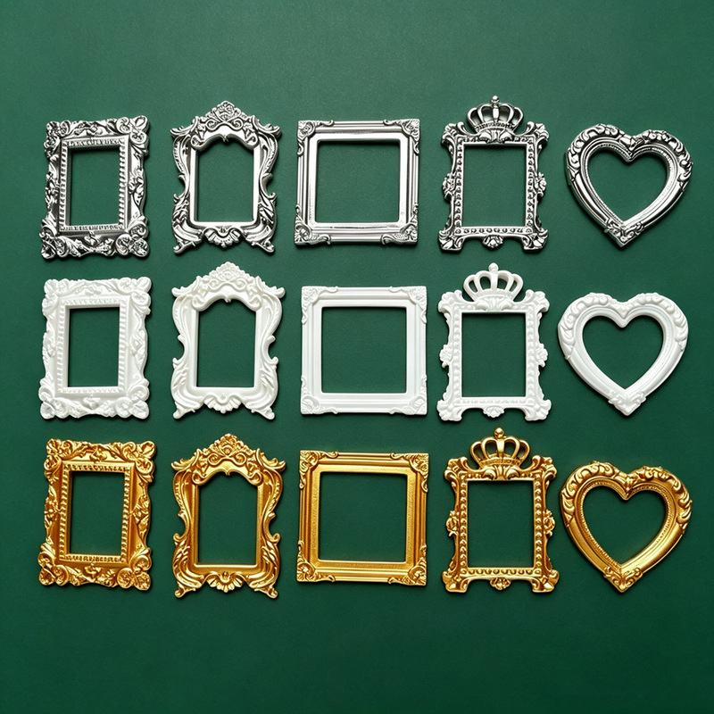 Vintage Baroque Embossed Mini Photo Frame Border DIY Decoration Photo Prop Refrigerator Magnet Resin Accessory Vintage Baroque Embossed Mini Photo Frame Border DIY Decoration Photo Prop Refrigerator Magnet Resin Accessory