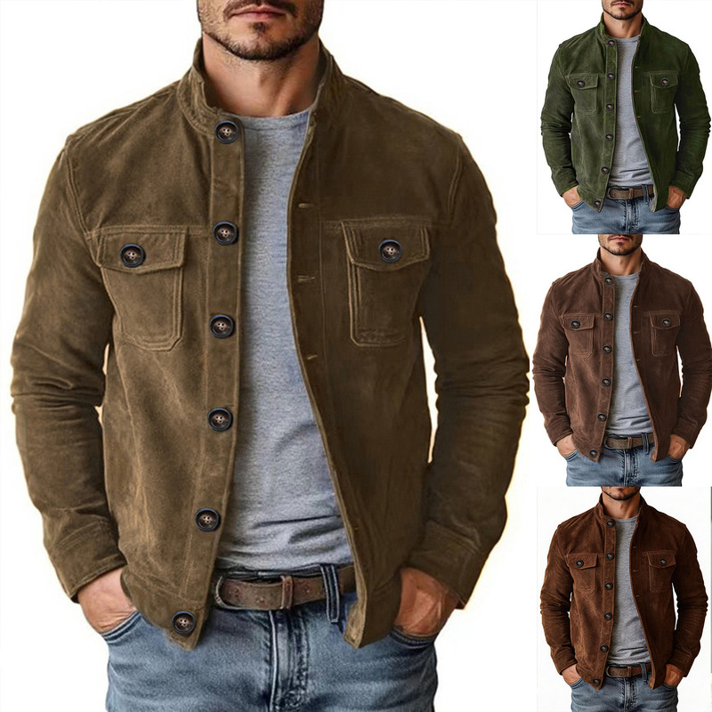 Amazon Aliexpress Cross-Border Dropshipping New Men's Casual European and American Style Men's Jacket New Faux Suede Jacket