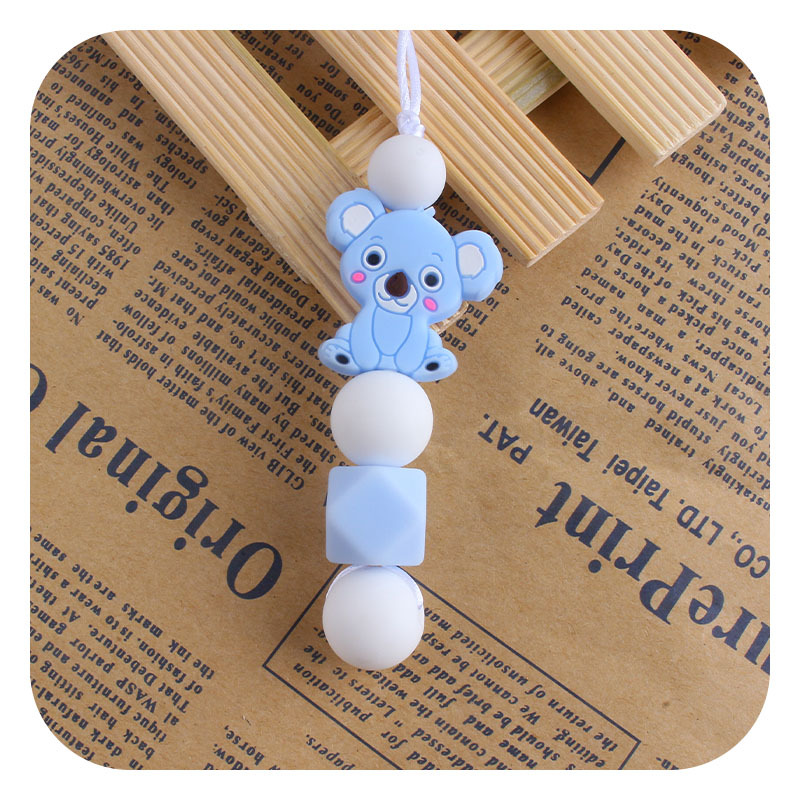 Bebé molar mordedor masticable colgante accesorios de joyería para niños mordedor palo dibujos animados silicona Koala teether collar