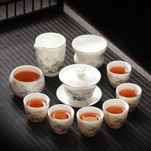Tea Cup Kung Fu Tea Set White Jade Ceramic Master Cup 2025 New Office Reception Supplies Tea Bowl Sheep Fat Jade