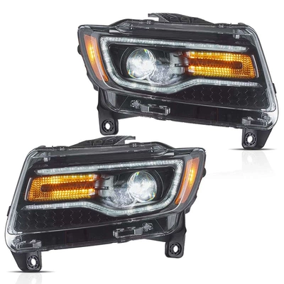 Suitable for Jeep Grand Cherokee 11-13 modified JEEP car led headlight assembly streamer steering headlight (Ön faralar) - double-light-left-hand-drive