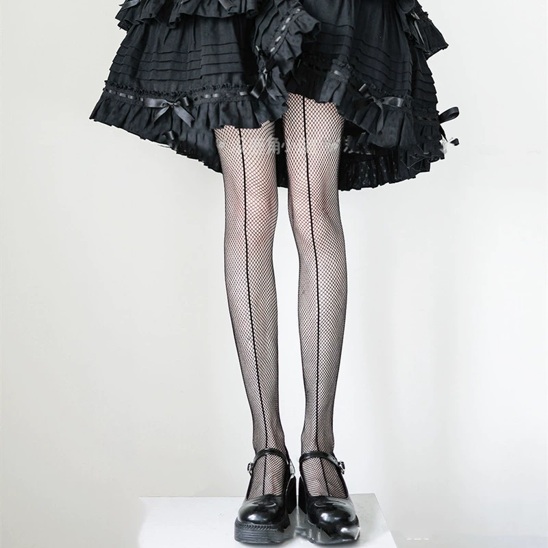 Tights (base) fishnet with bow, European style, plus size, one-size, multiple patterns