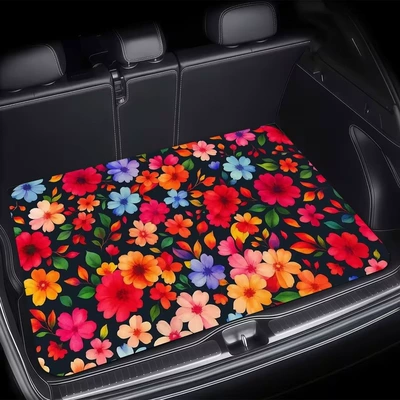 Avtomobil döşəmə paspasları car trunk mat, interior - 425de-floral-car-floor-mat-8-75100cmcrystal-velvet-with-dot-plastic-backing