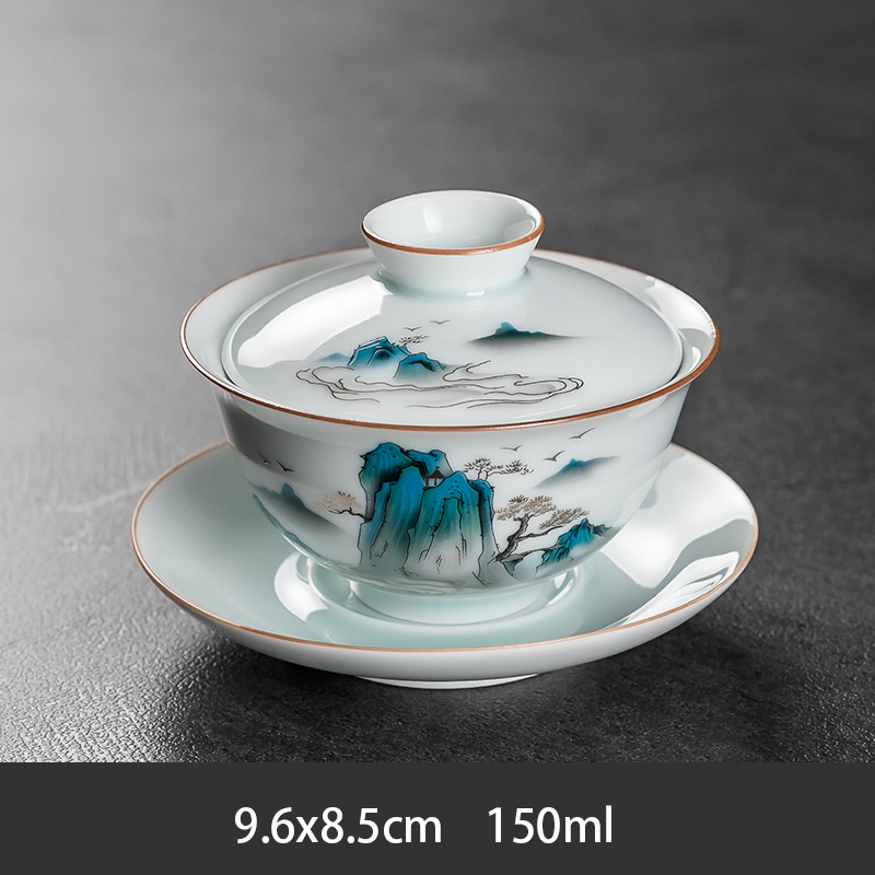 짧은 스타일 - 화려한 산과 강의 삼차이 그릇