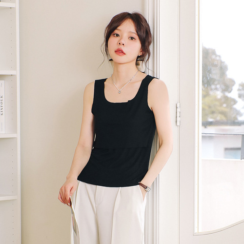 Maternity nursing vest suspender summer nursing clothing outer postpartum base covering nursing top t-shirt confinement clothing