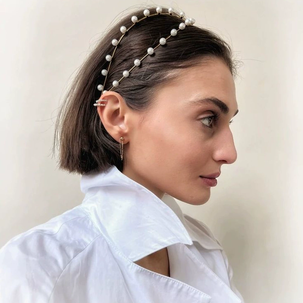 Корейская повязка на голову с жемчугом в стиле принцессы, французская сказочная повязка, простая, элегантная и универсальная повязка для невесты.